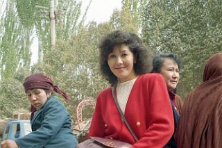 33 Beautiful Woman Fellow Passenger In Our Taxi Horse And Cart Kashgar 1993.jpg